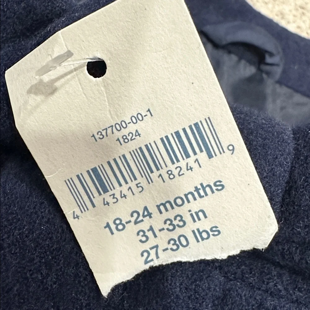 NWT Baby Gap Classic Navy Blue Pea Coat - 18-24 months
